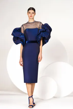 Midi Dress with Handmade Swarovski Silene Embroidery