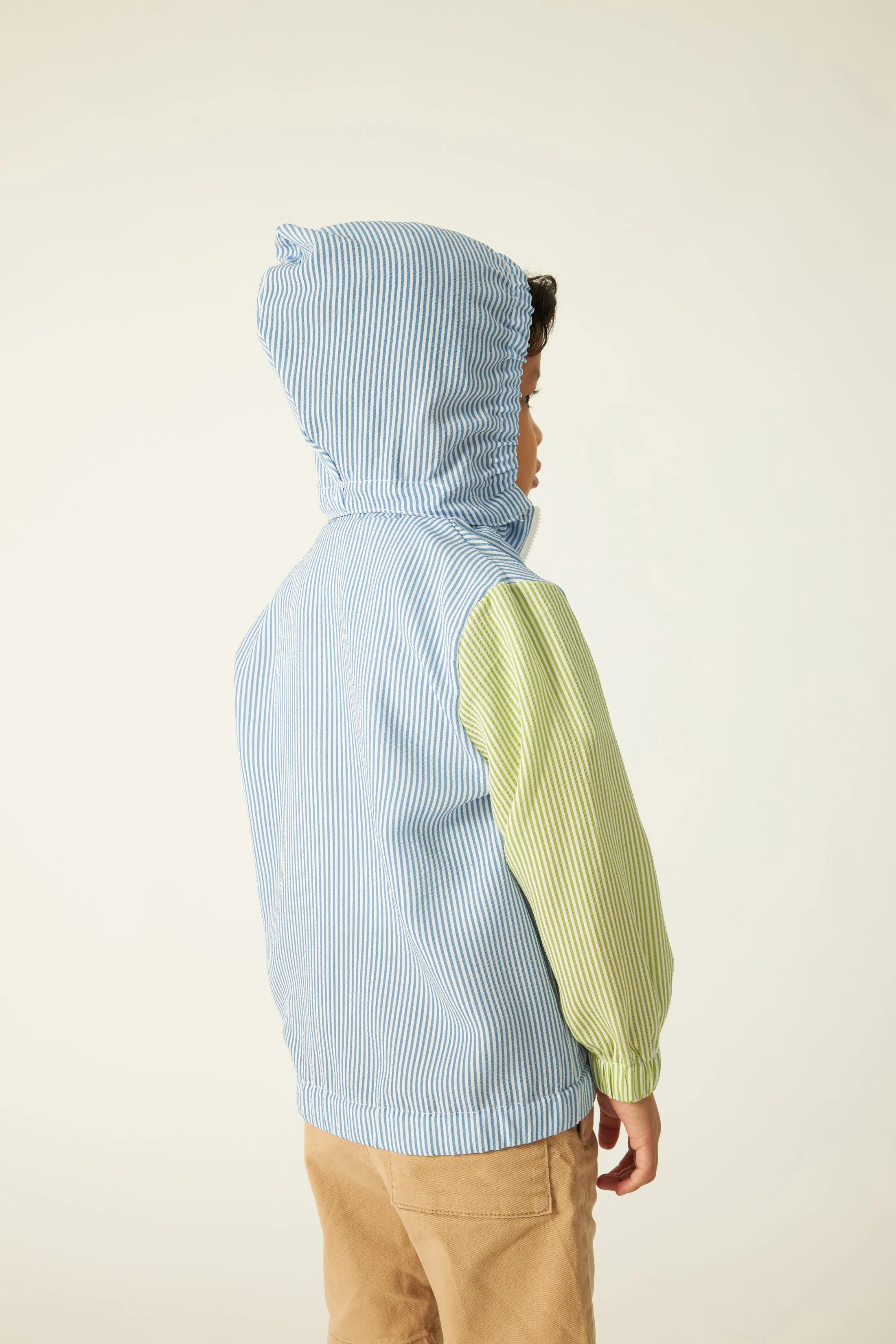 Mini Blue Striped Parka