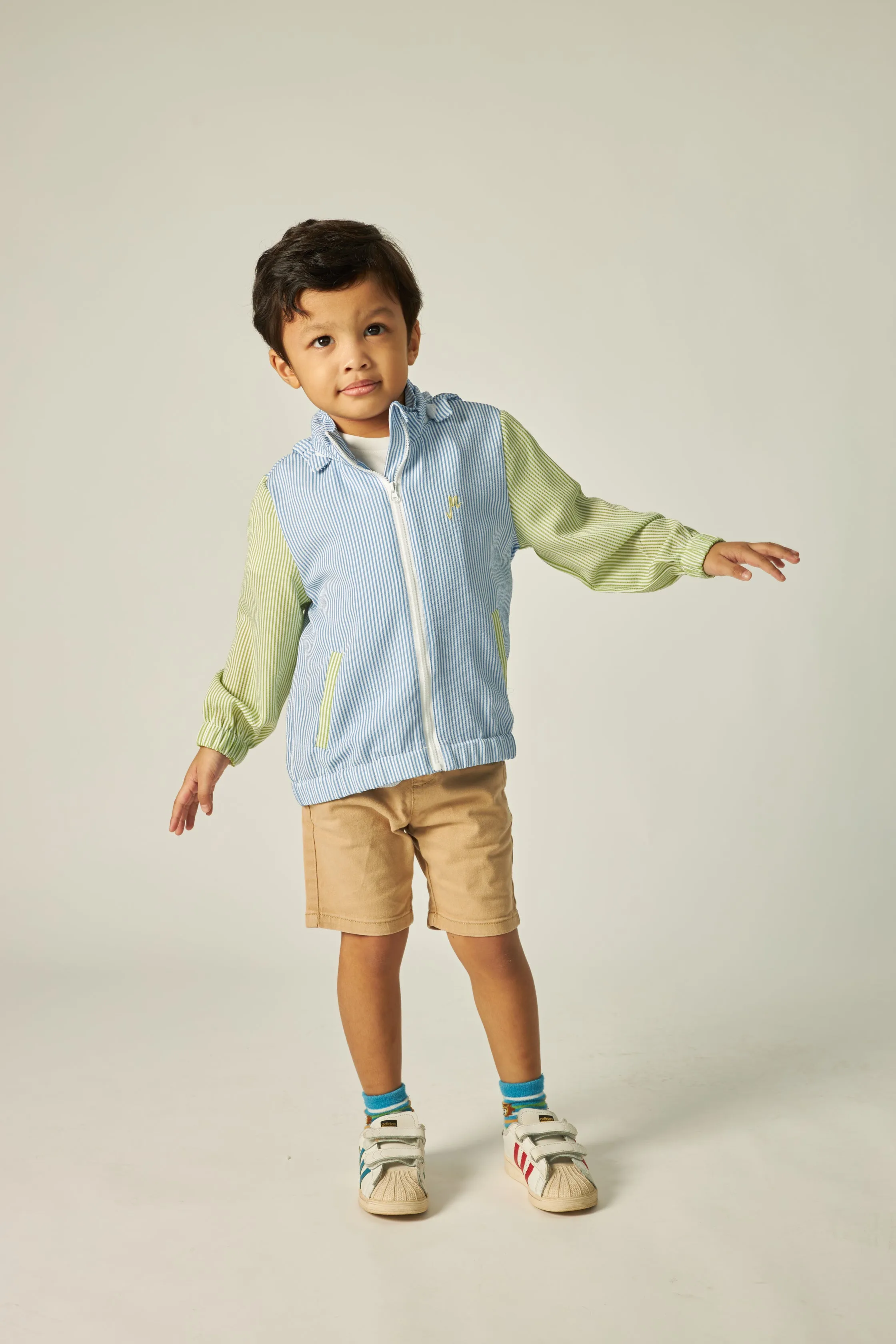 Mini Blue Striped Parka