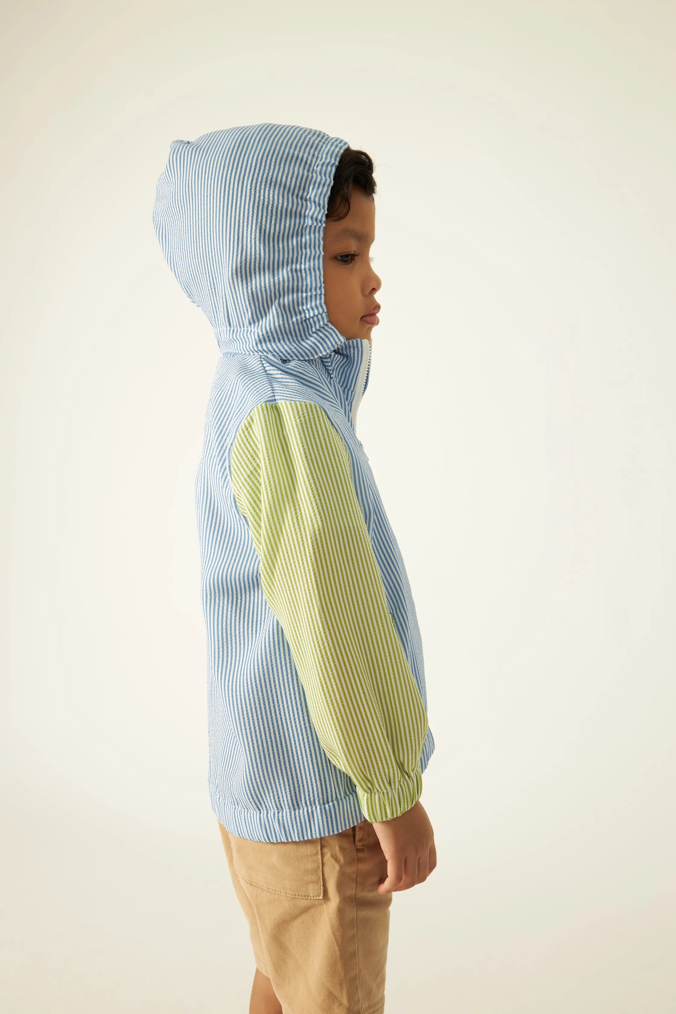 Mini Blue Striped Parka