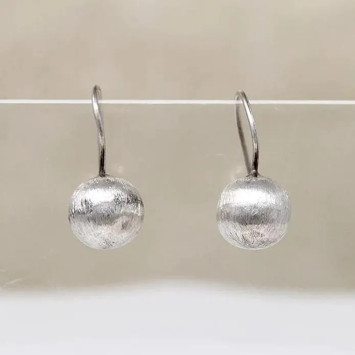 Mod Florentine Finish Sterling Ball Earrings