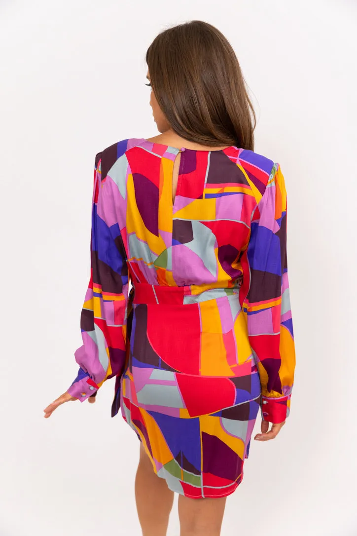 Multi Mosaic Wrap Dress