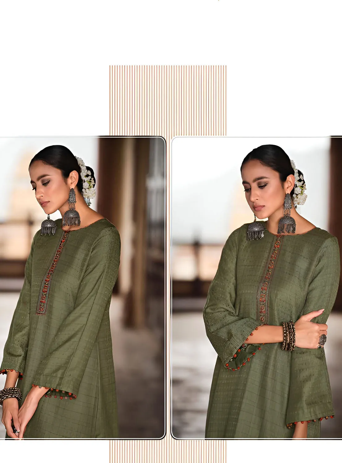 Mumtaz Arts Green Lawn Cotton Unstitched Suit Dress Material for Women