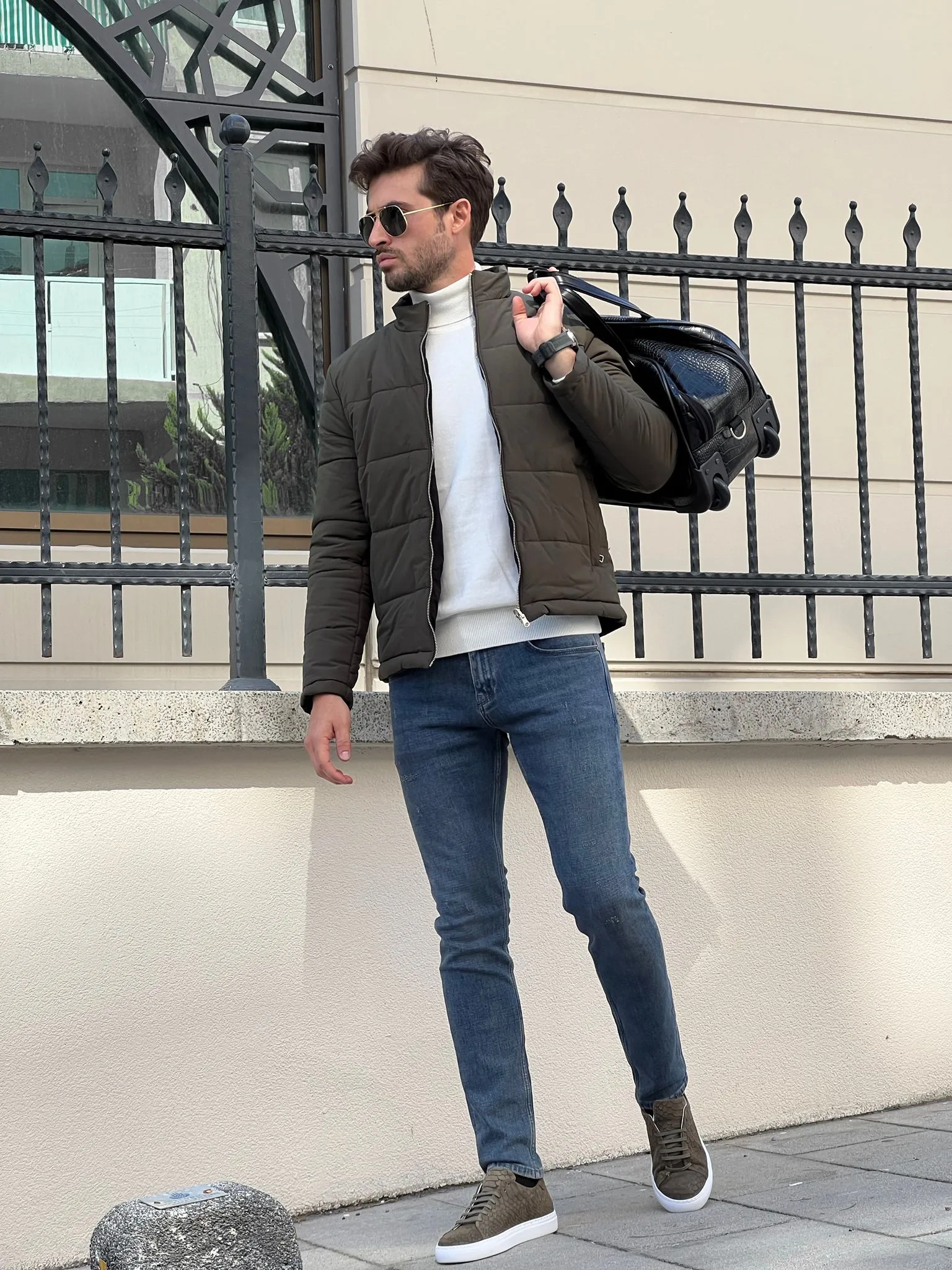 Naze Slim Fit Double Sided Goose Down Khaki Winter Coat