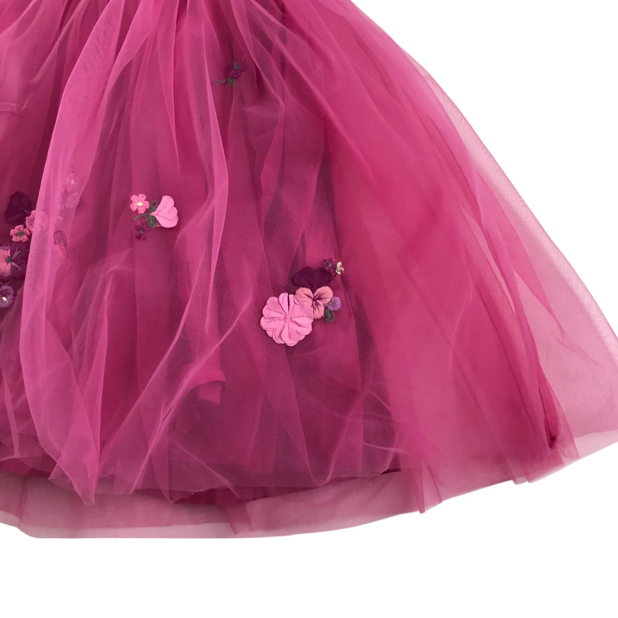 Next dress 5-6 years fuchsia pink floral embroidery mesh layered