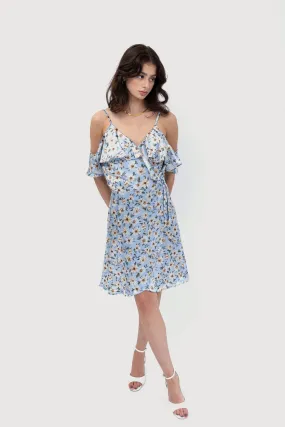 Off-the-Shoulder Wrap Sustainable Mini Dress