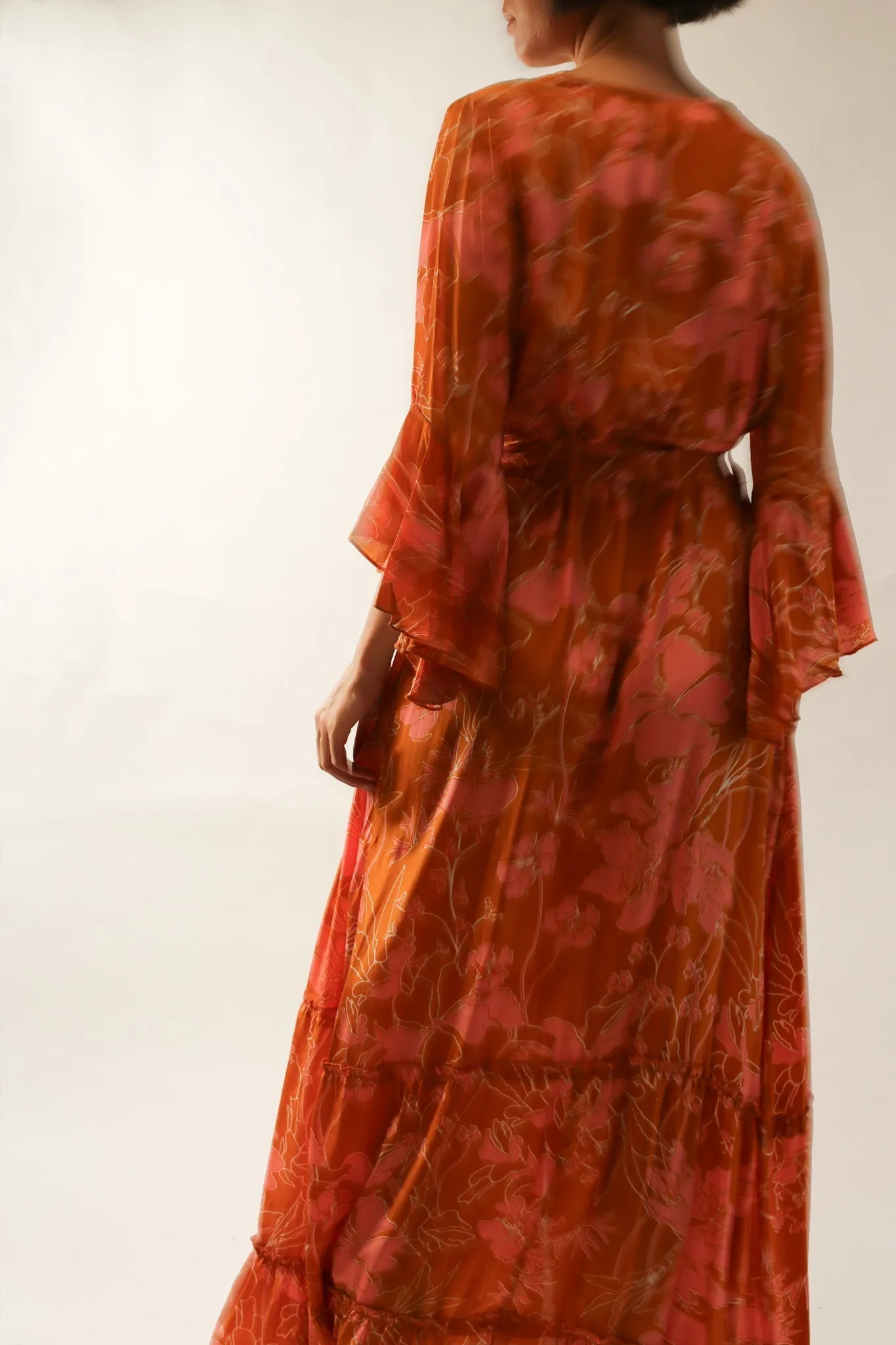 ORANGE SILK WRAP DRESS ULRIS
