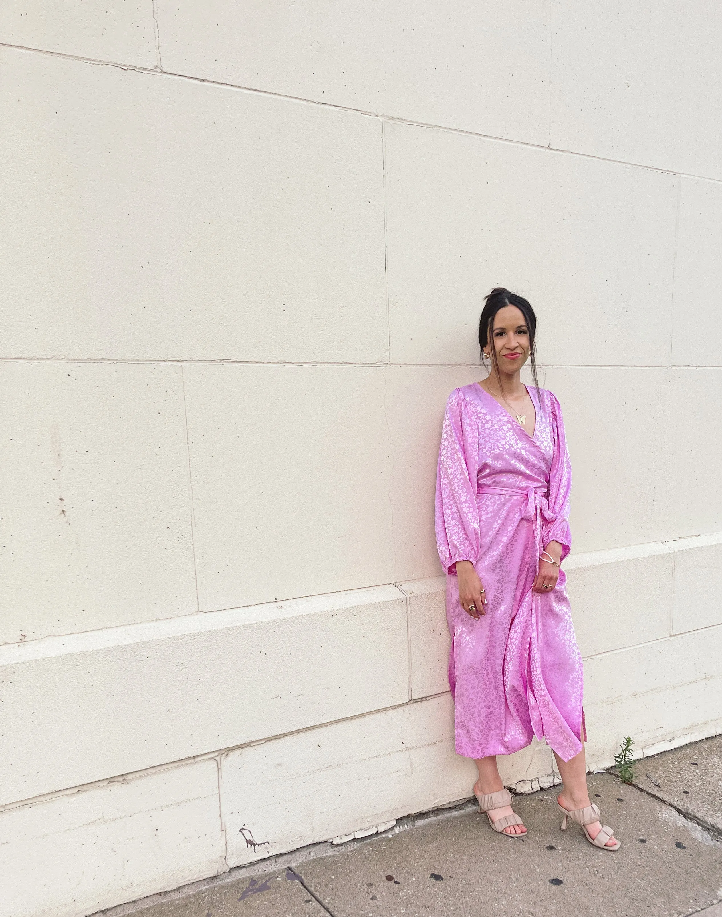Pale Pink Kimono Style Wrap Dress