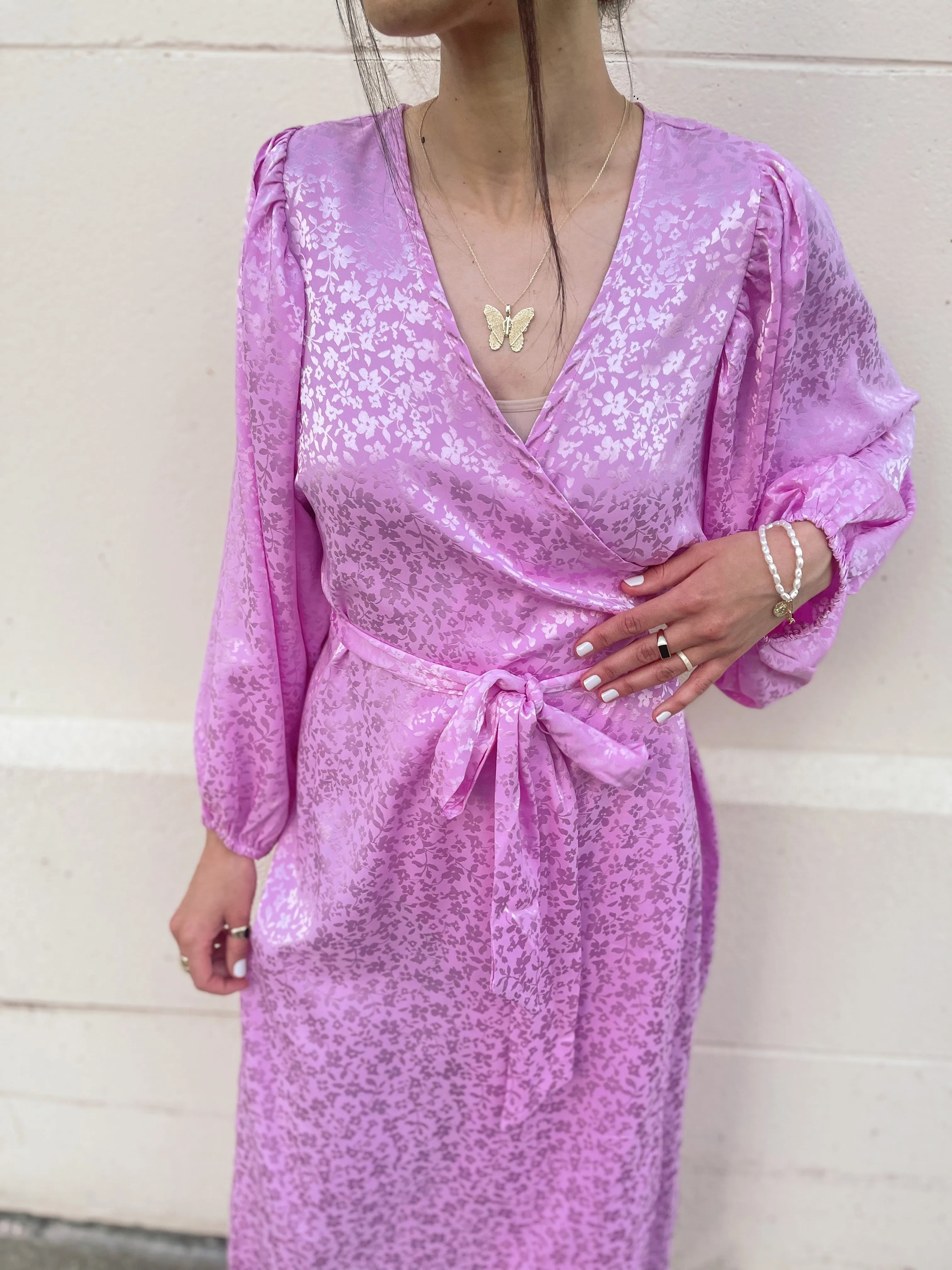 Pale Pink Kimono Style Wrap Dress