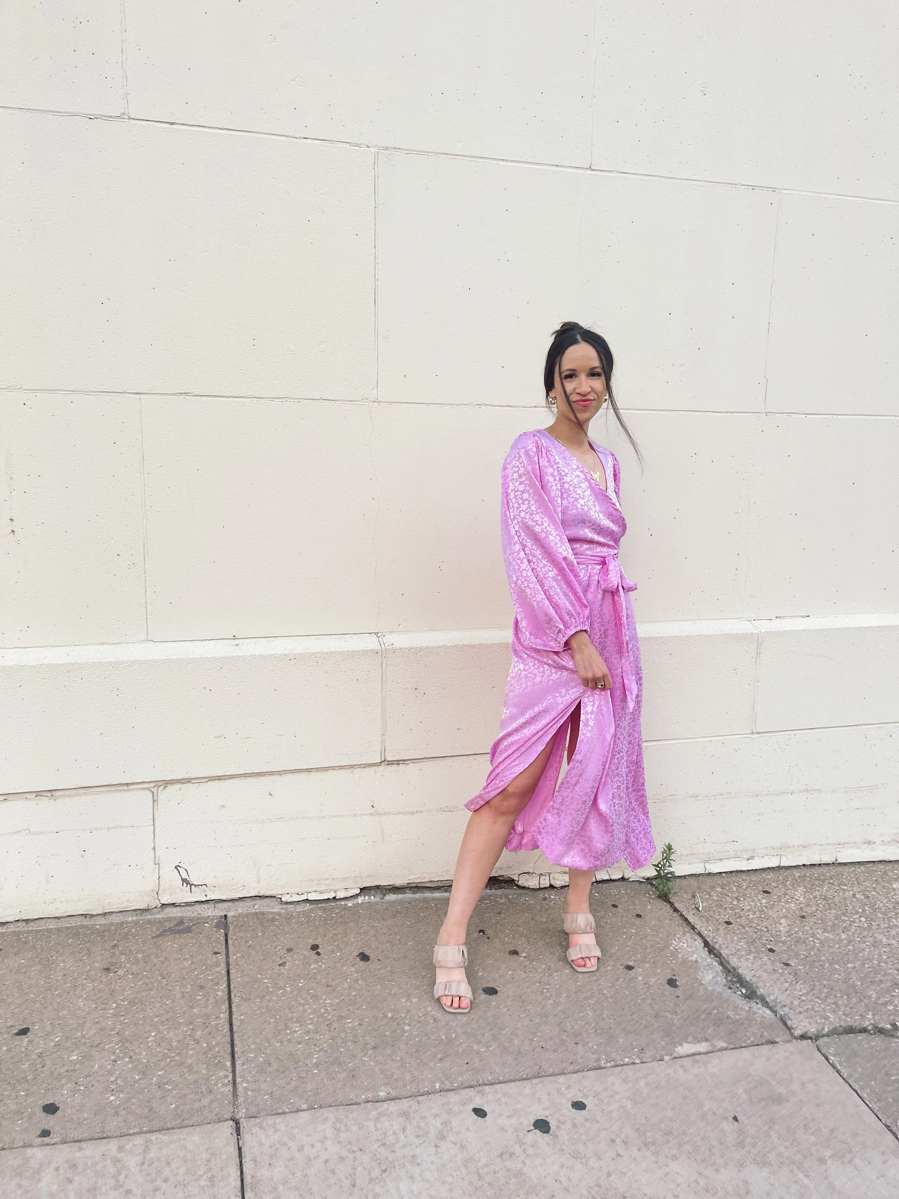 Pale Pink Kimono Style Wrap Dress