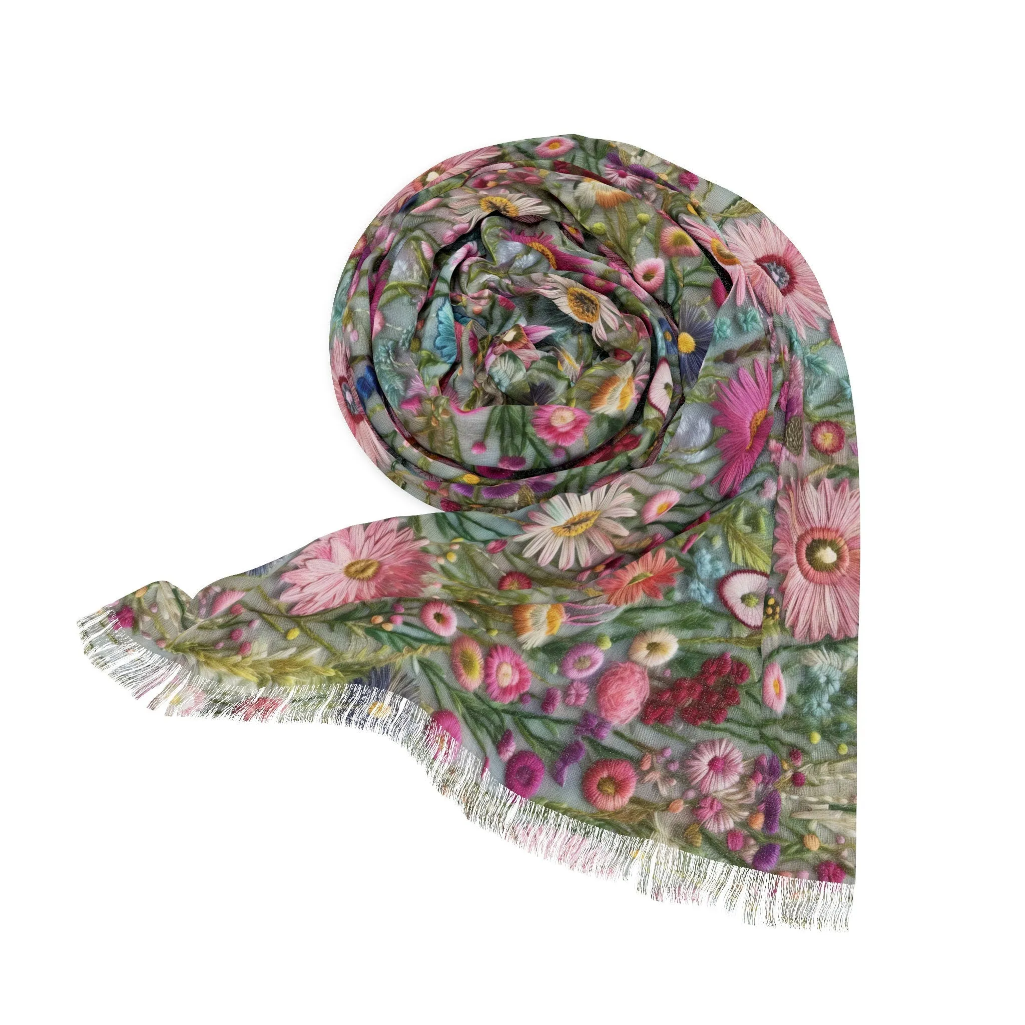 Pastel Floral Lightweight Scarf Elegant and Airy, Perfect for All Seasons, Fashion Accessory for All Seasons, Wedding, Anniversary