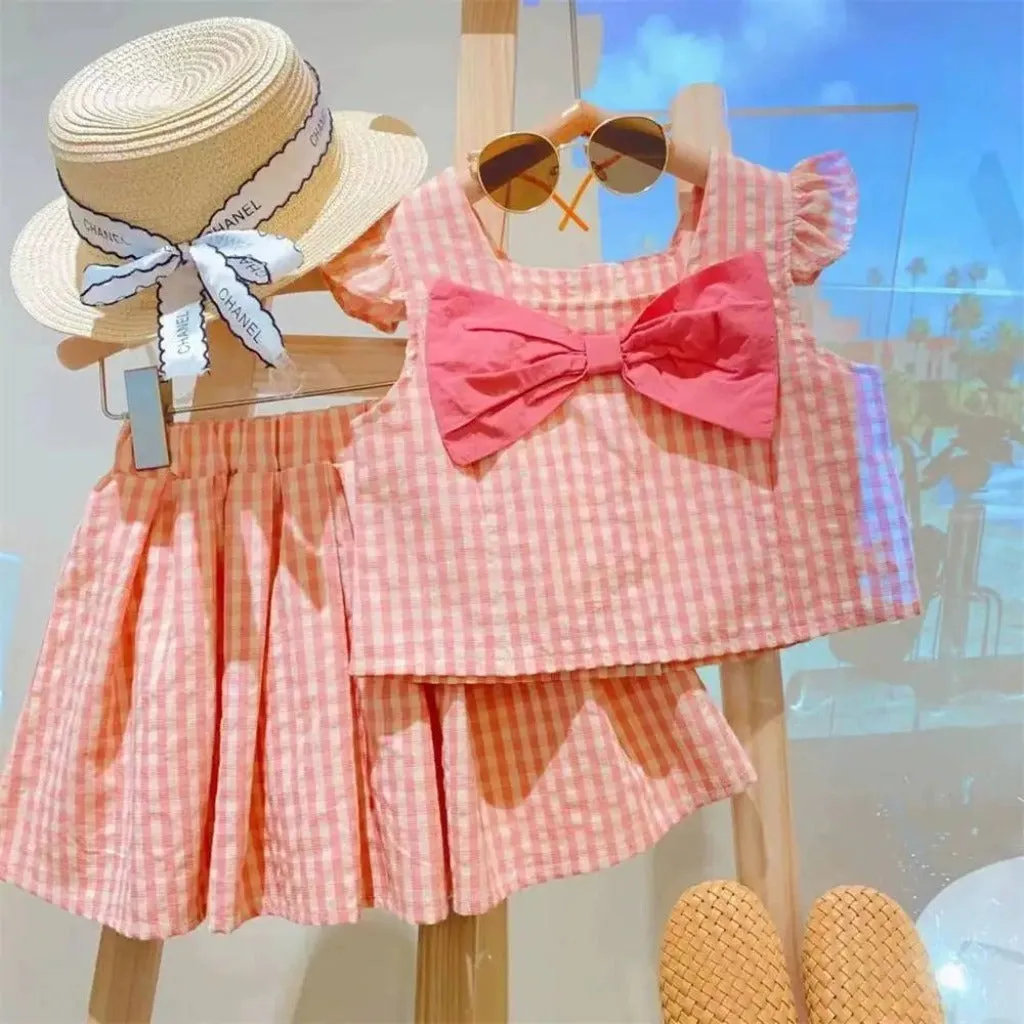 Peachy Pink Matching Skirt and Top Girls' Set