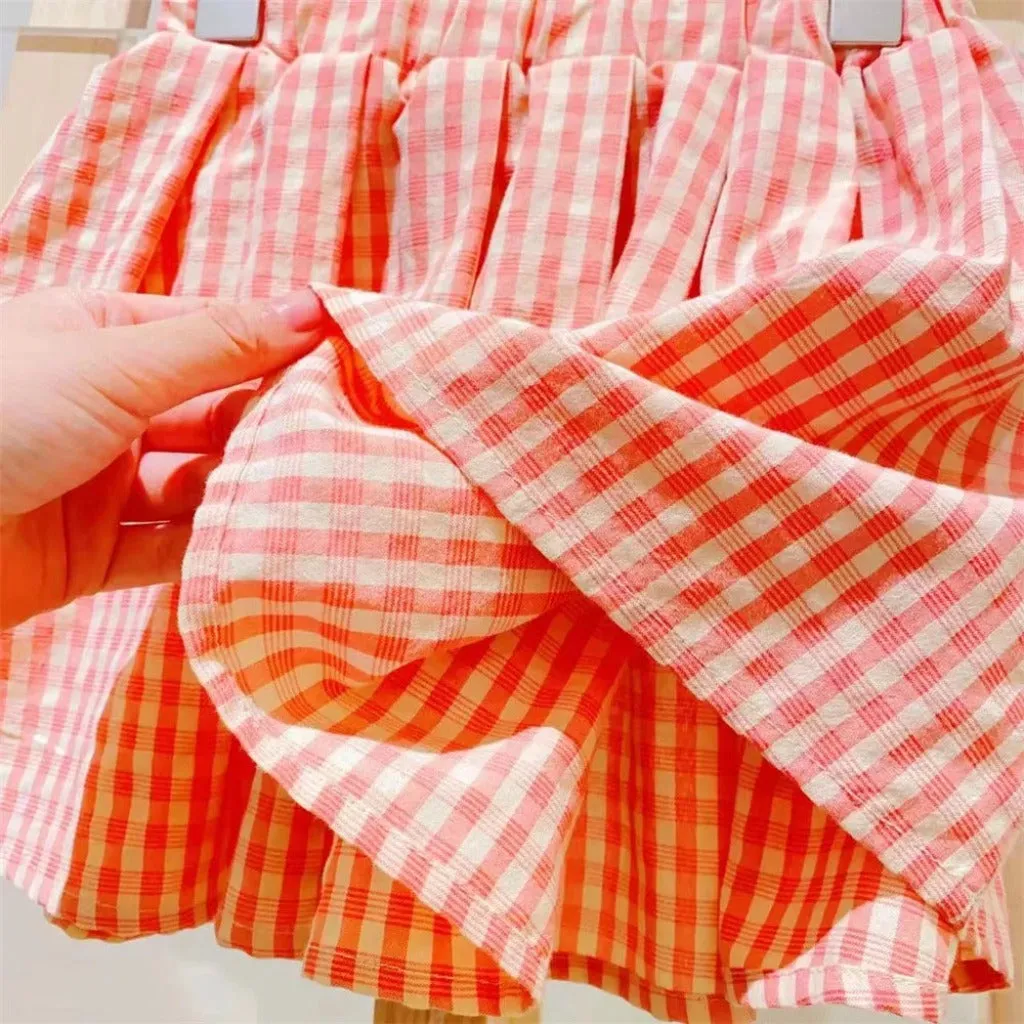 Peachy Pink Matching Skirt and Top Girls' Set