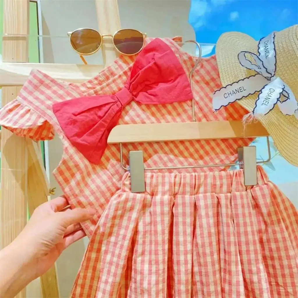 Peachy Pink Matching Skirt and Top Girls' Set