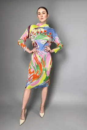 Pleats Please Issey Miyake Frosty Forest Multi Colour Midi Dress