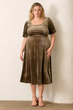 Polagram PSD4024 Velvet Square Neck Midi Dress