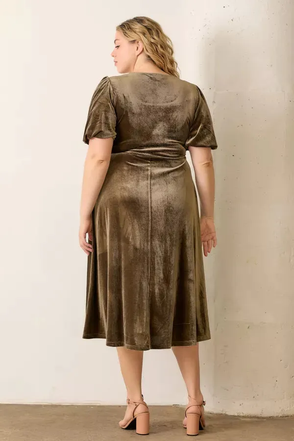 Polagram PSD4024 Velvet Square Neck Midi Dress