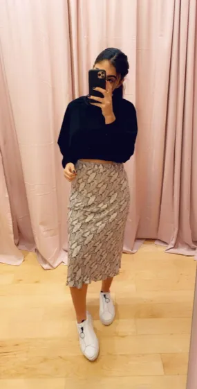 Python Snake Print Midi Skirt