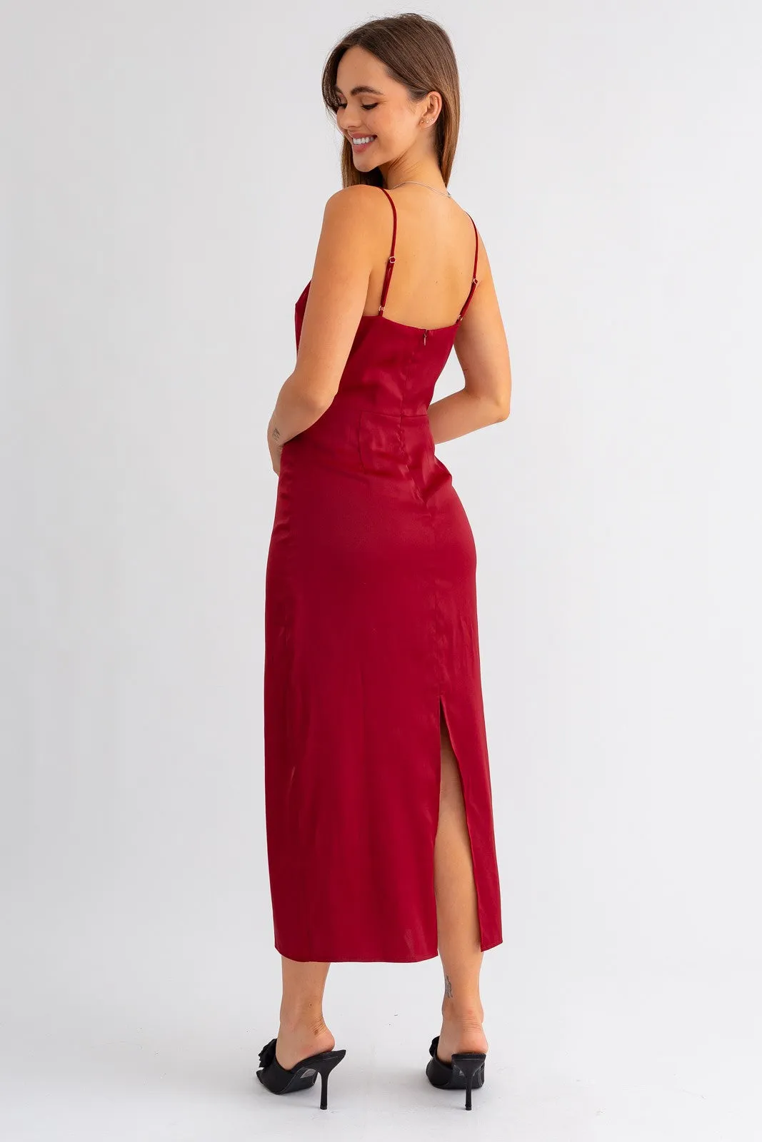 "Cranberry Cocktail" Red Spaghetti Strap Maxi Dress