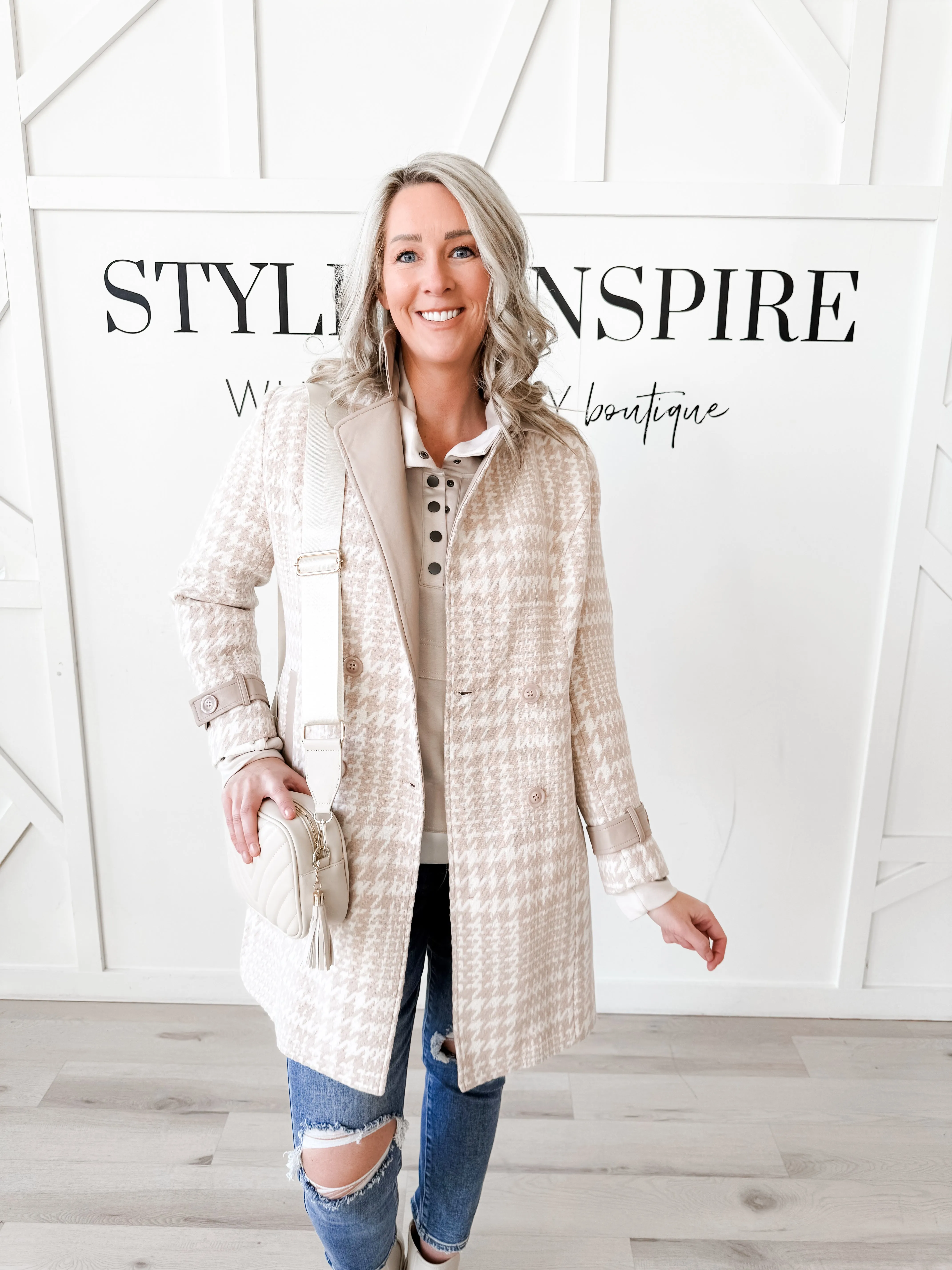 Raelynn Houndstooth Vegan Wool Coat *Final Sale*