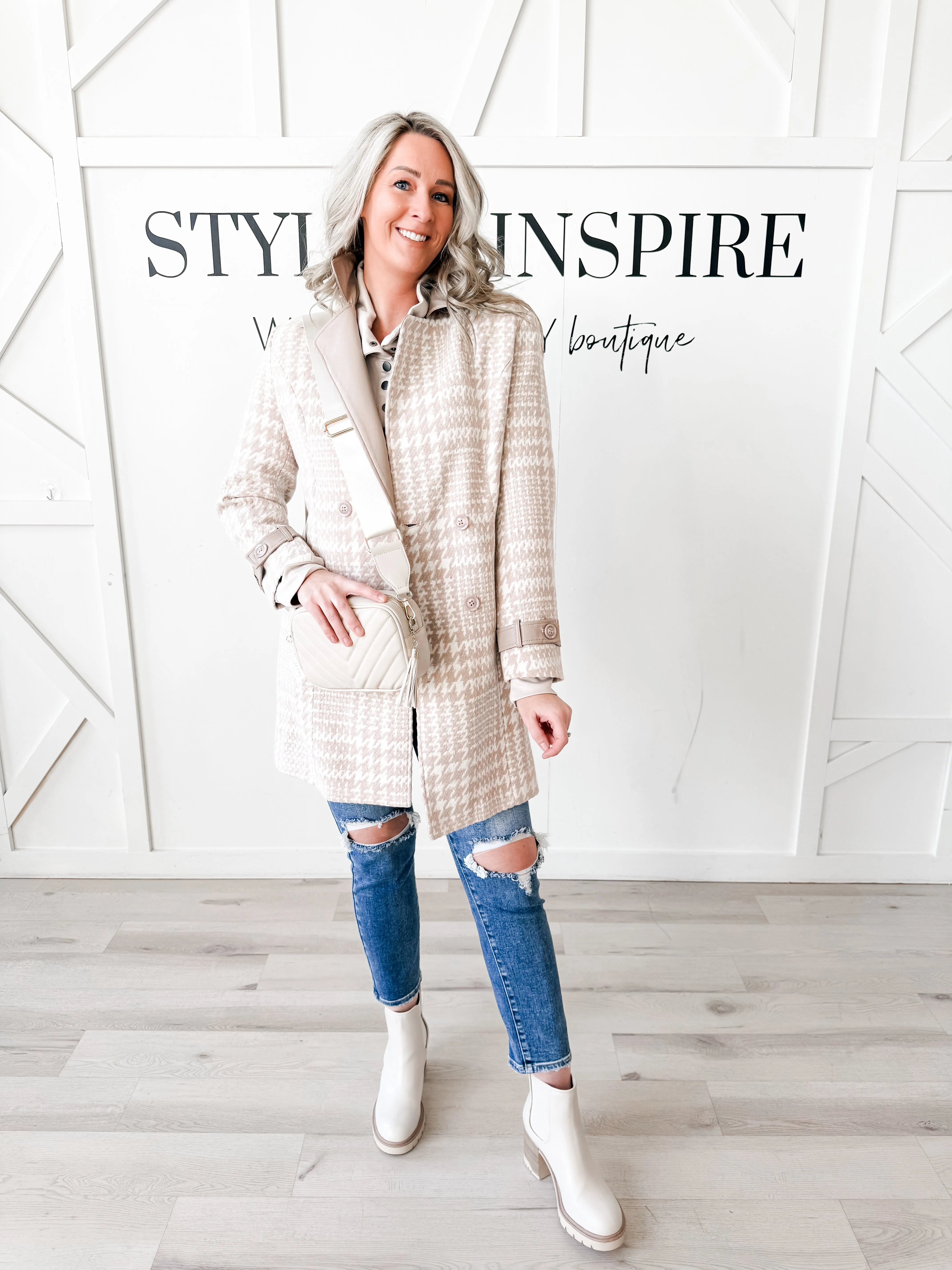 Raelynn Houndstooth Vegan Wool Coat *Final Sale*