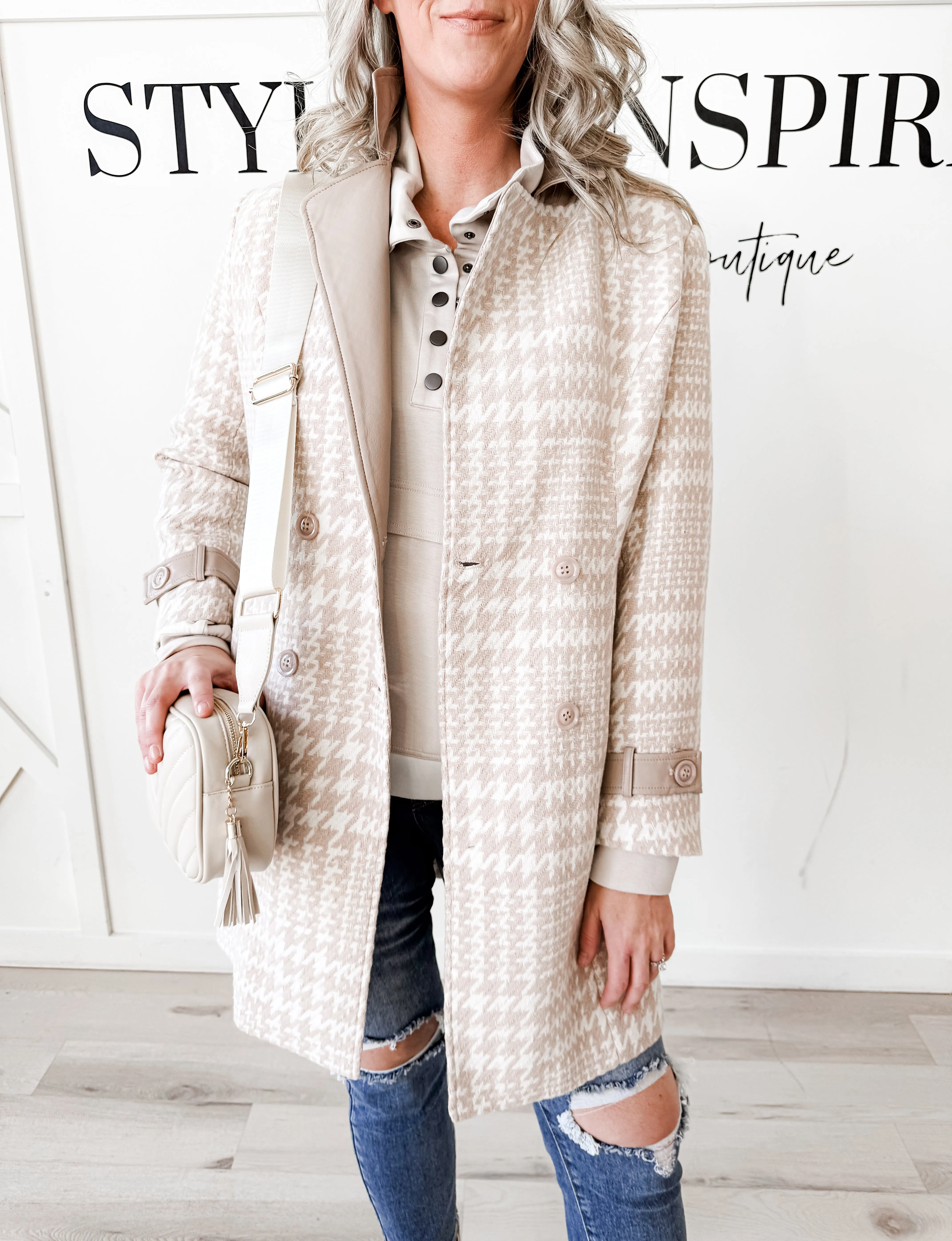 Raelynn Houndstooth Vegan Wool Coat *Final Sale*