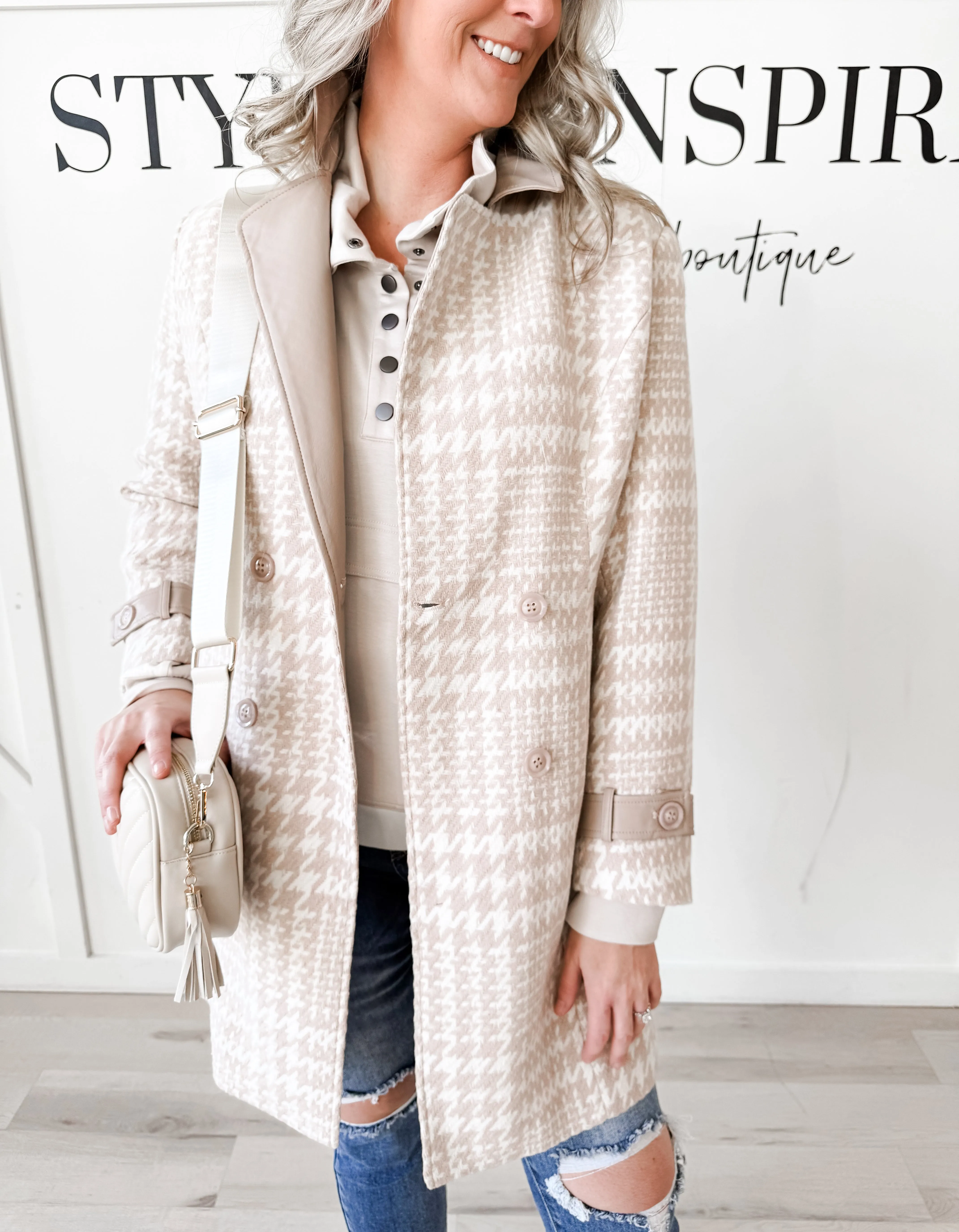 Raelynn Houndstooth Vegan Wool Coat *Final Sale*