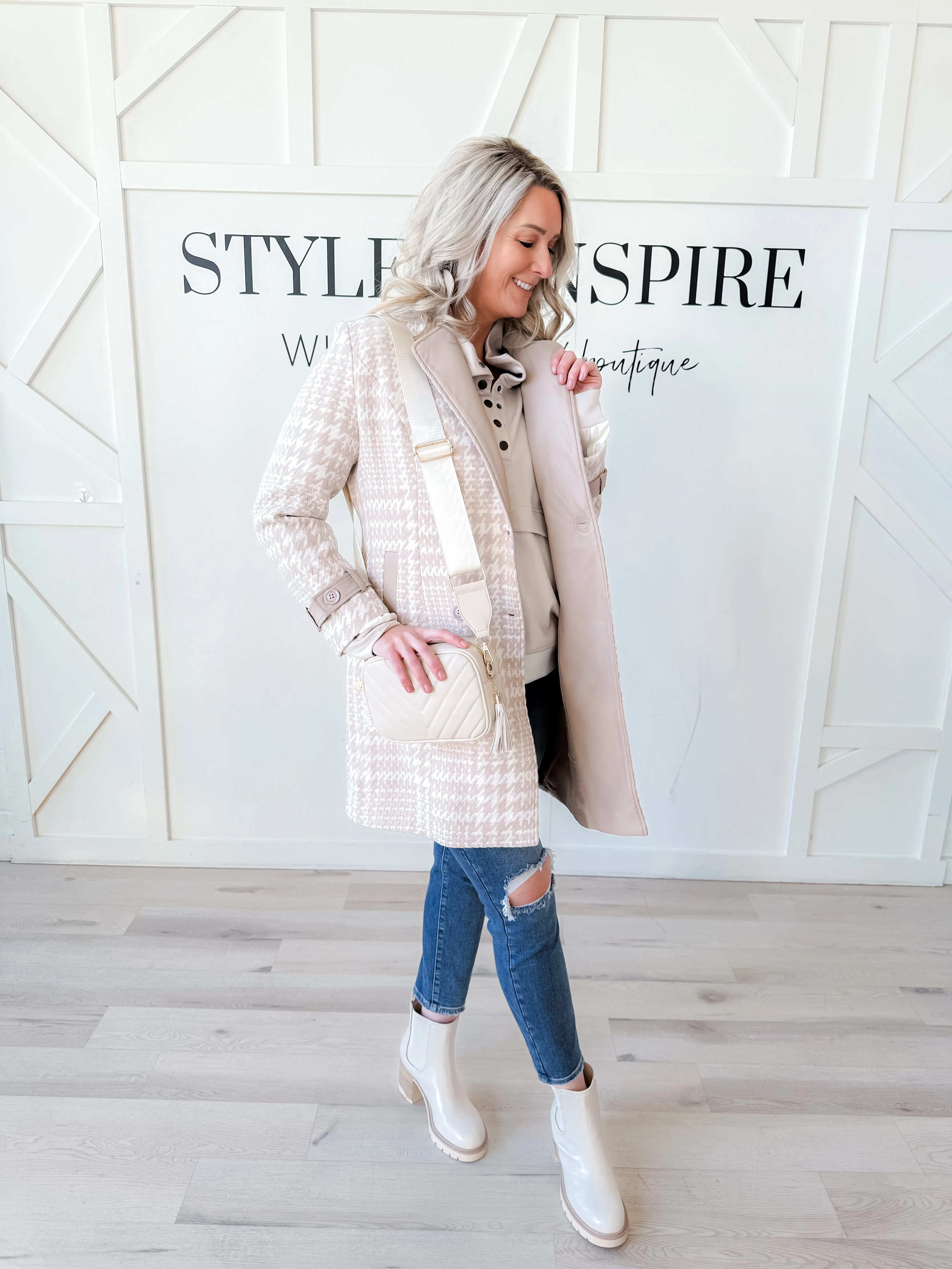 Raelynn Houndstooth Vegan Wool Coat *Final Sale*