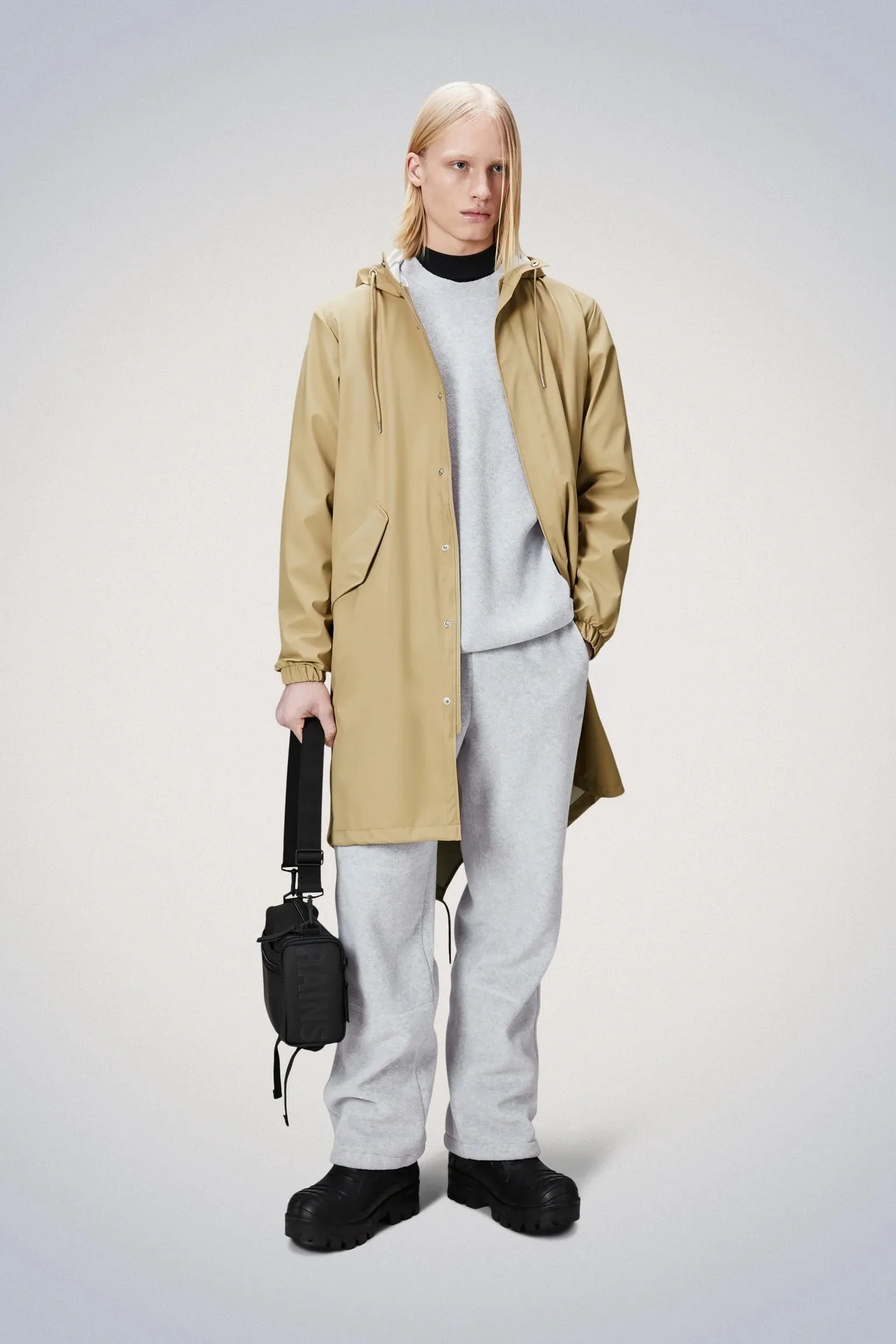Rains Long Fishtail Parka Jacket - Sand