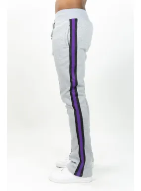 Rebel Minds Sweatpants - Fleece Side Stripe Stacked - Heather Grey - 132-441