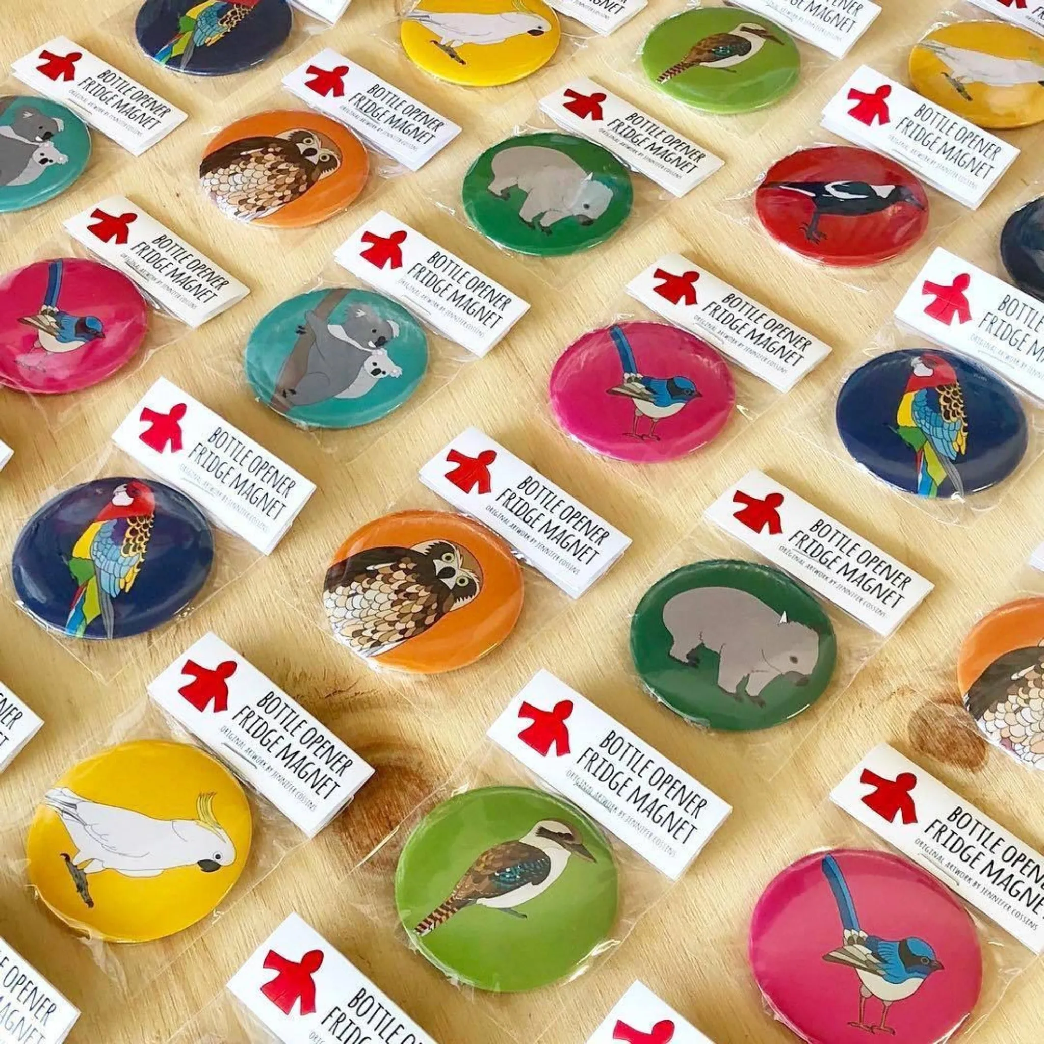 Red Parka Bottle Opener Fridge Magnets - Australian Animals