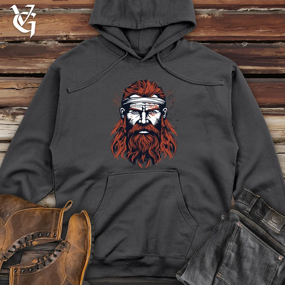 Red Viking Warrior Midweight Hooded Sweatshirt