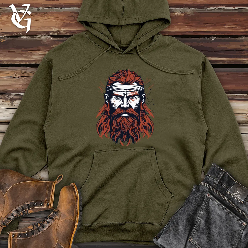 Red Viking Warrior Midweight Hooded Sweatshirt
