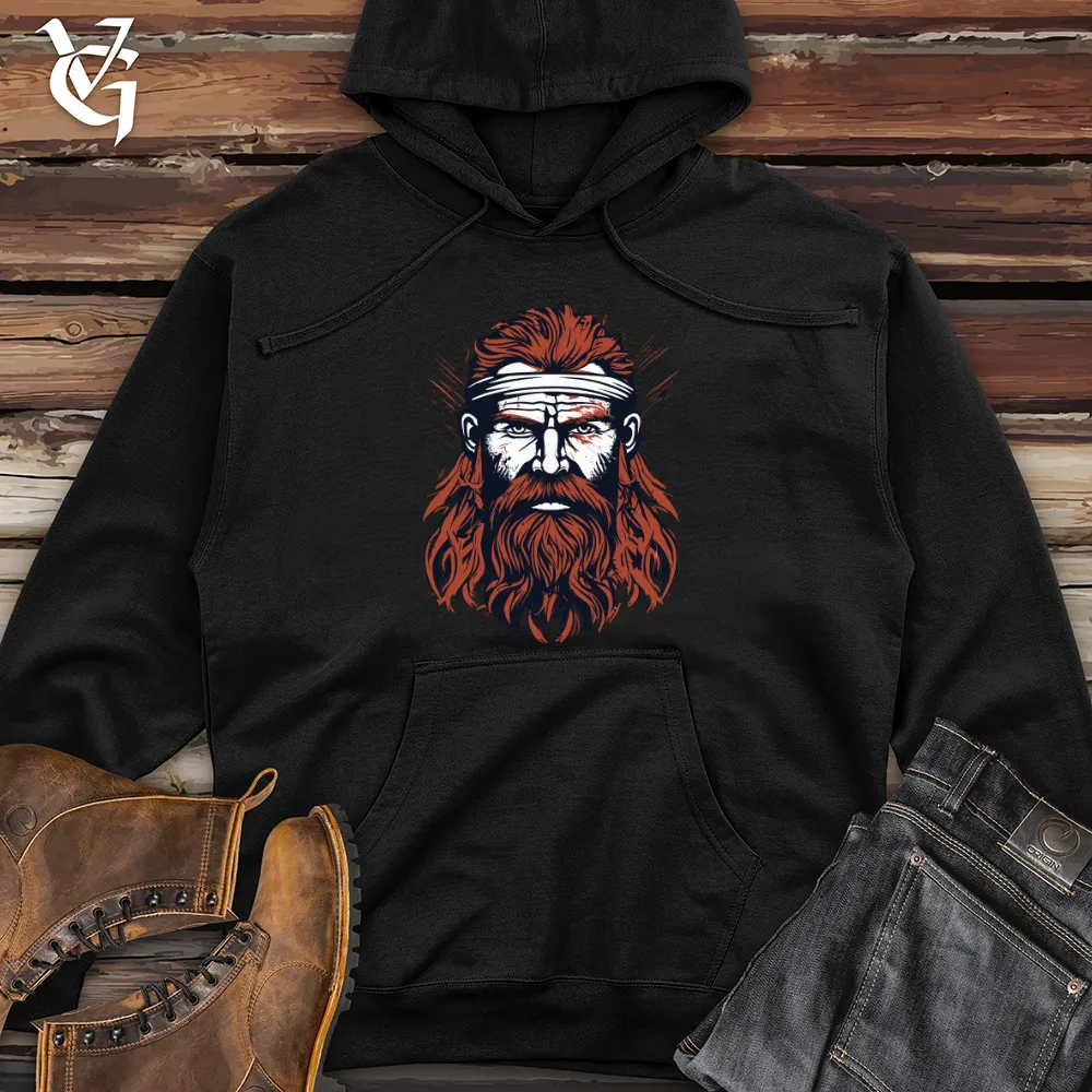 Red Viking Warrior Midweight Hooded Sweatshirt