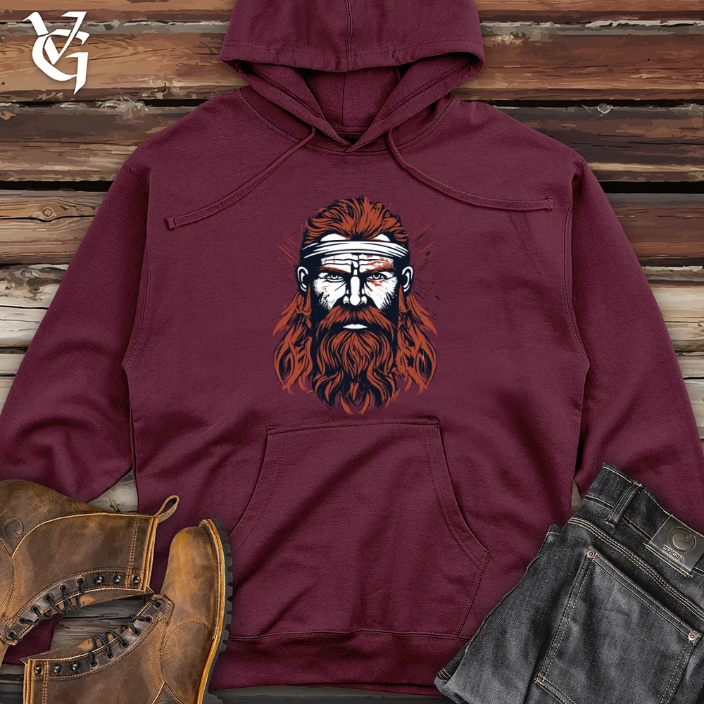 Red Viking Warrior Midweight Hooded Sweatshirt