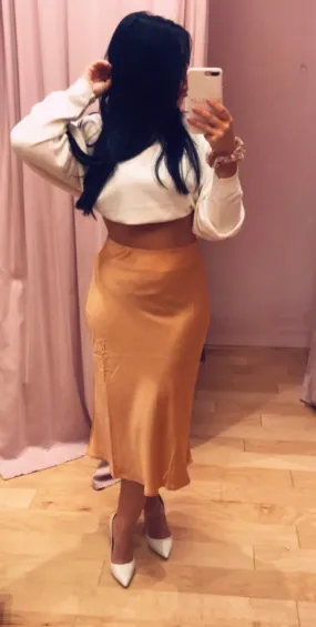 Satin Bias Cut Midi Skirt