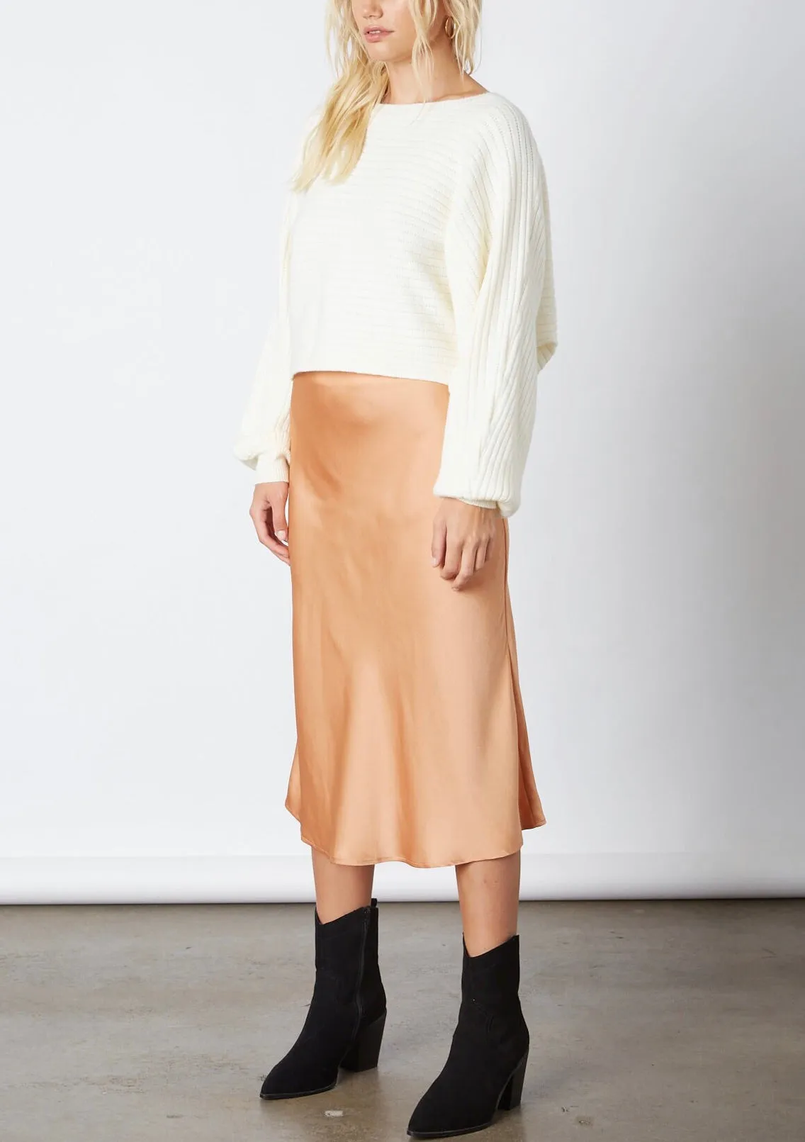 Satin Bias Cut Midi Skirt