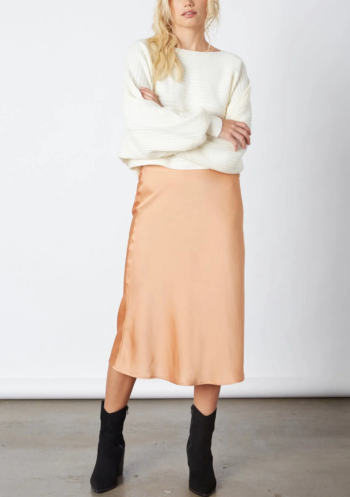 Satin Bias Cut Midi Skirt
