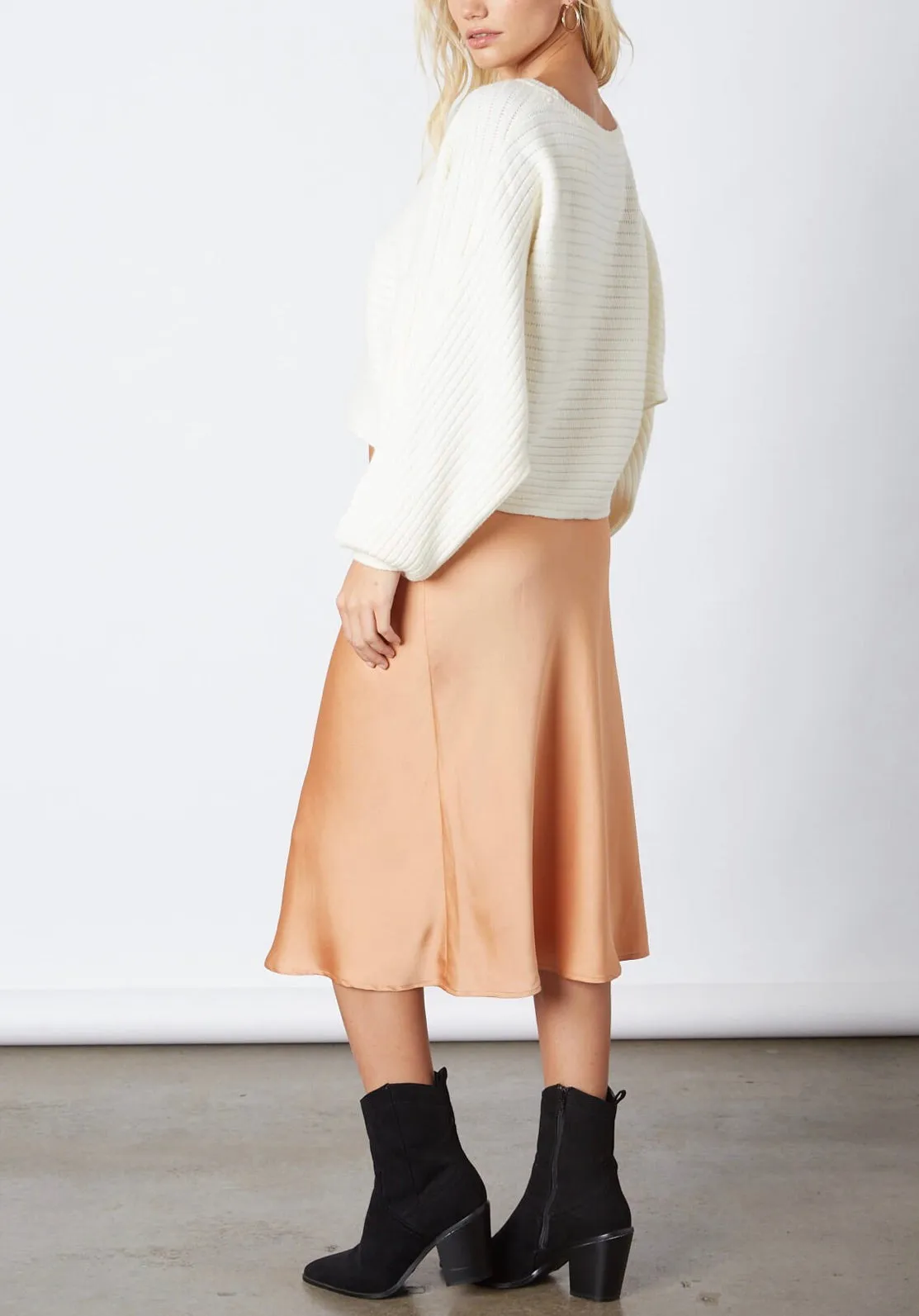 Satin Bias Cut Midi Skirt
