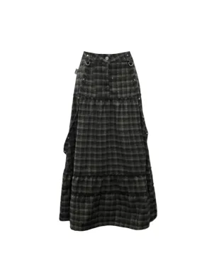 Shadow Plaid Layered Maxi Skirt