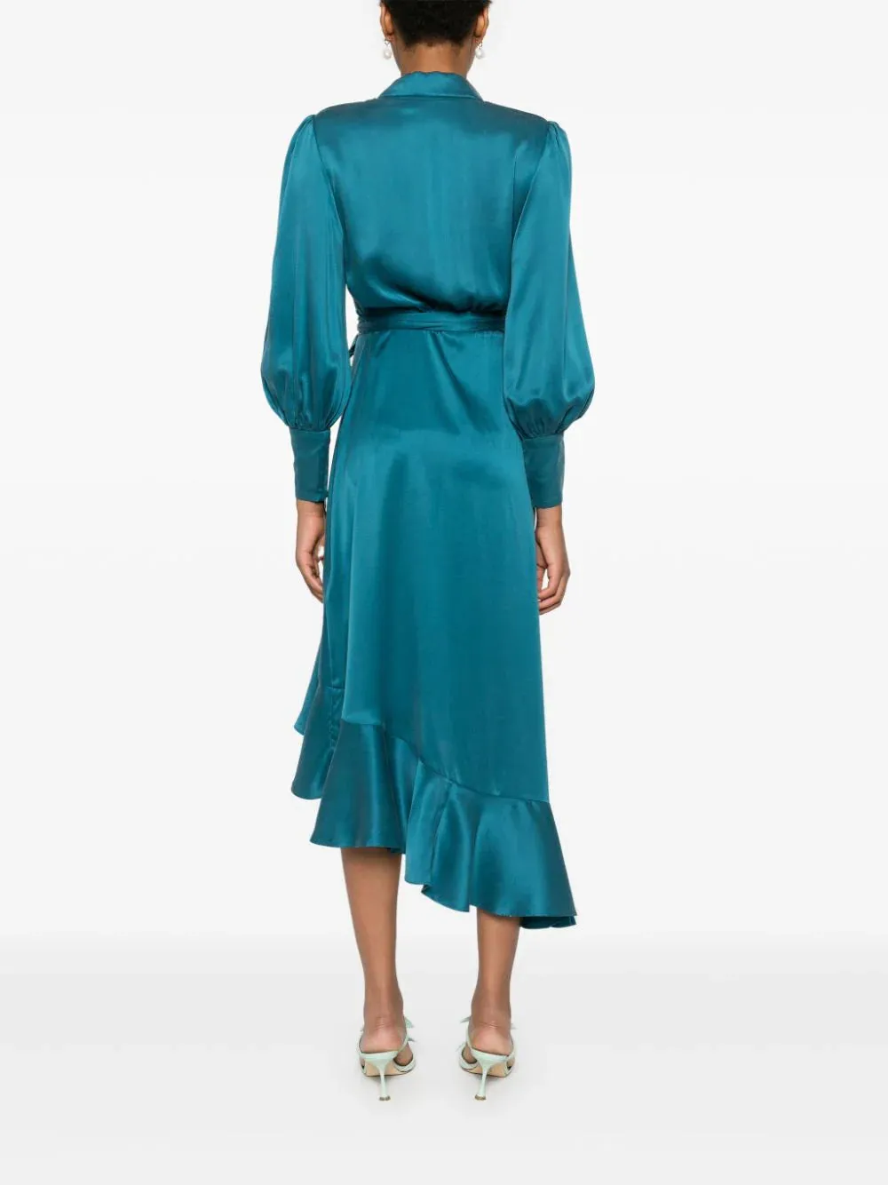 silk wrap midi dress