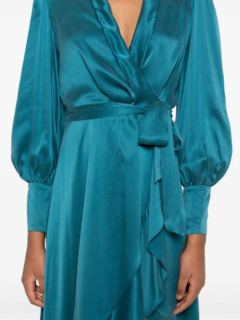 silk wrap midi dress