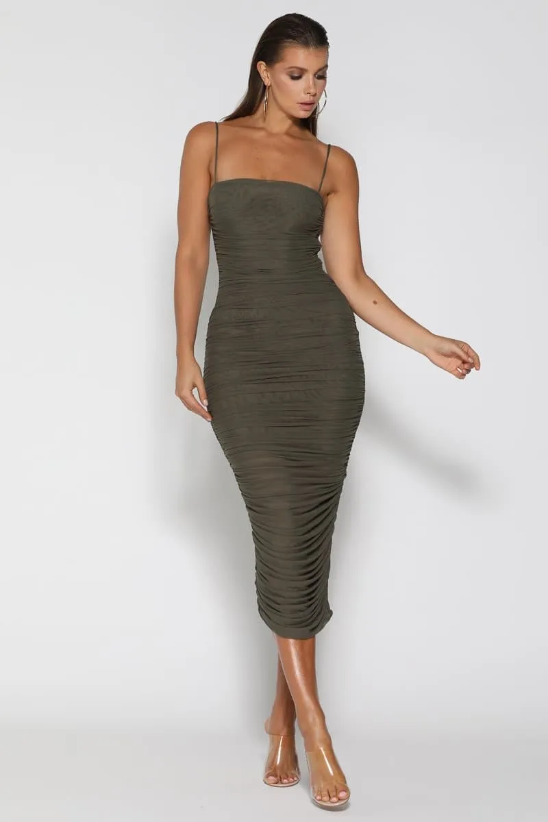 Sofia Mesh Maxi Dress - Khaki