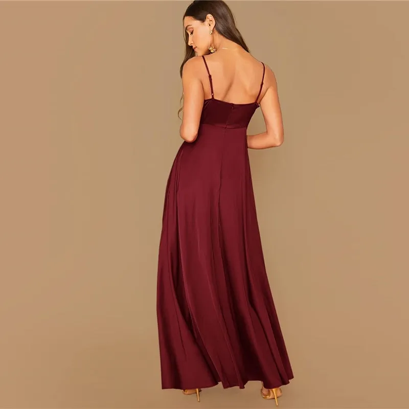 Spaghetti Strap Satin Maxi Dress