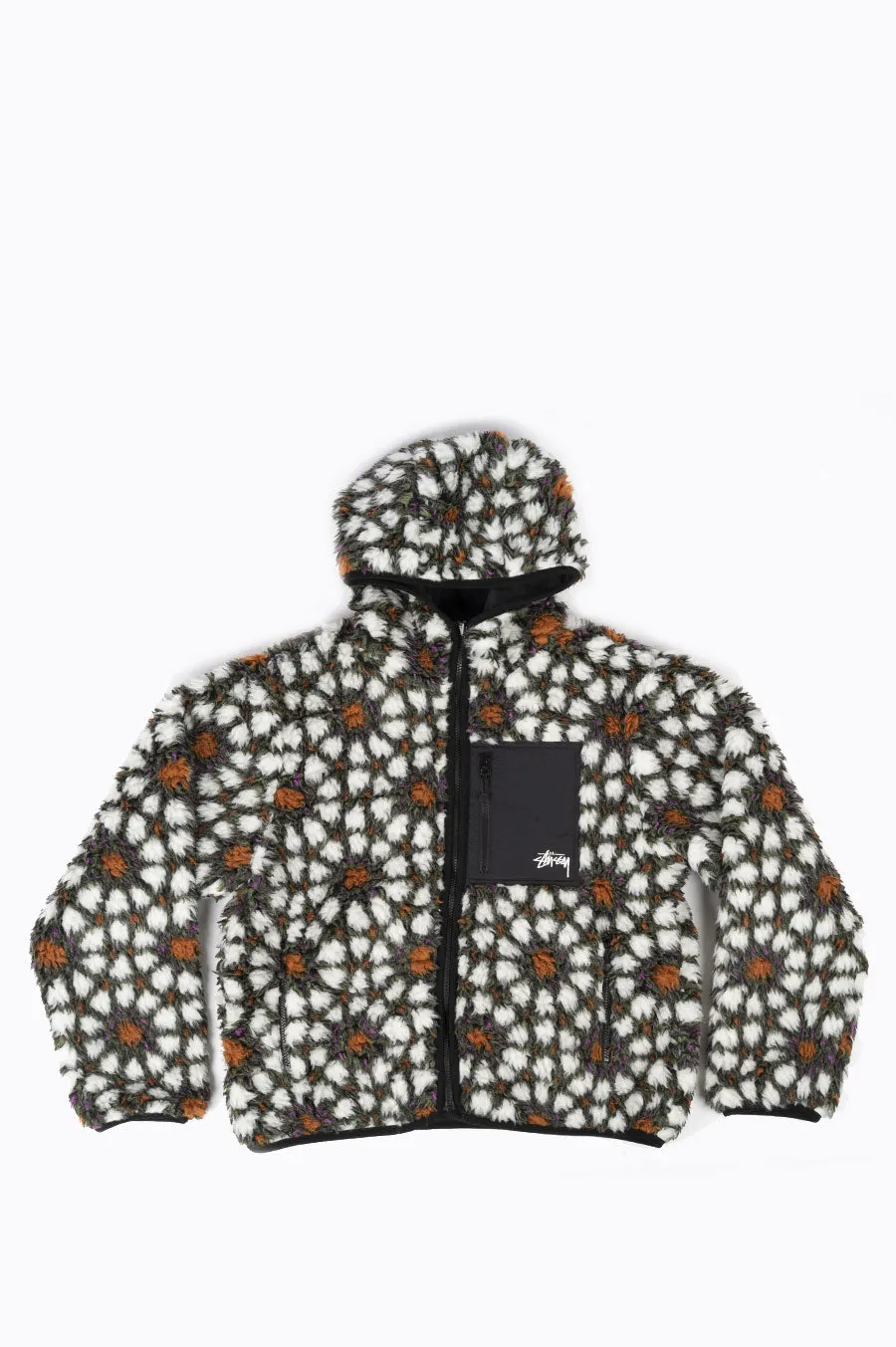STUSSY PATTERN SHERPA JACKET NATURAL