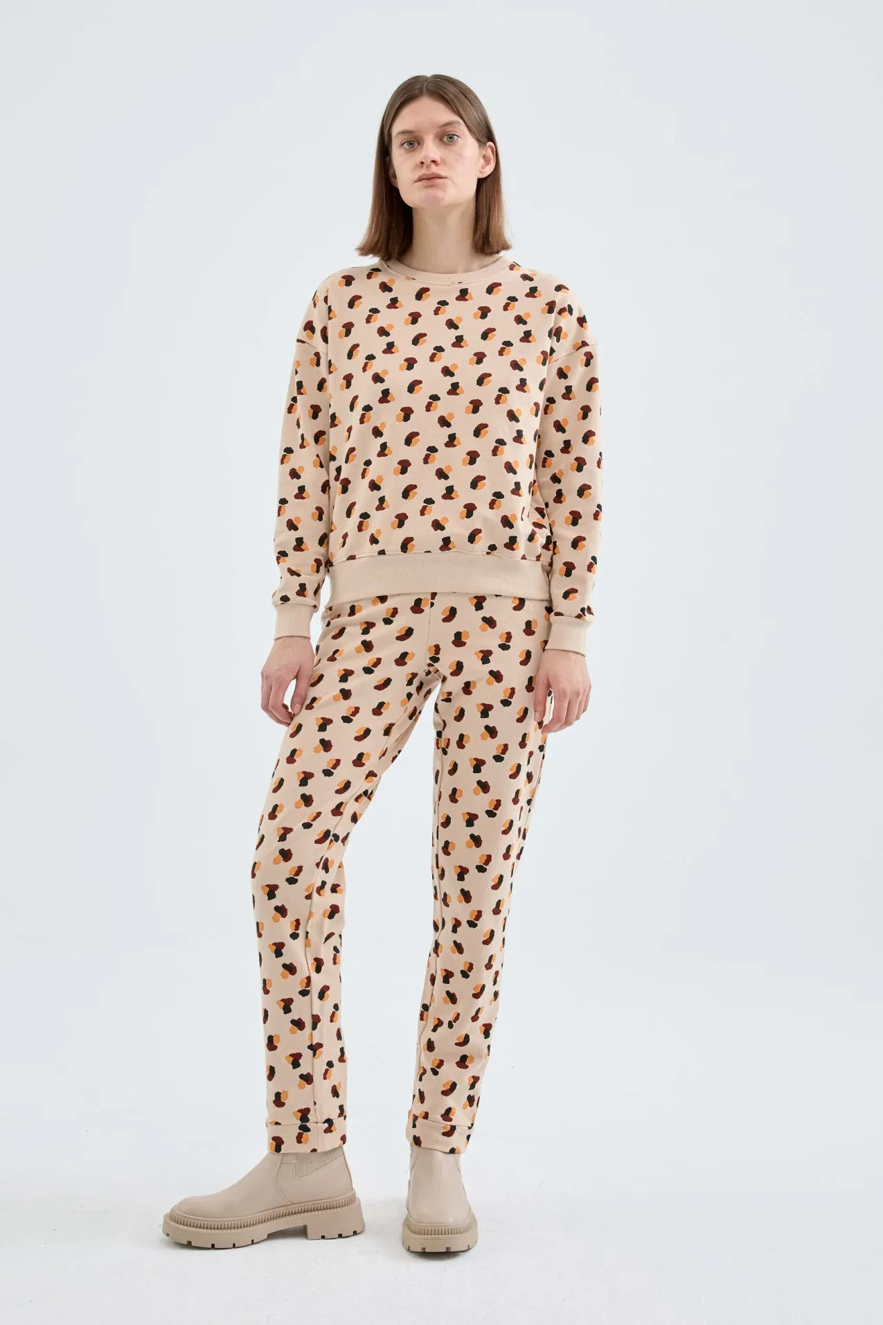 Sweatpants with Polka Dot Print