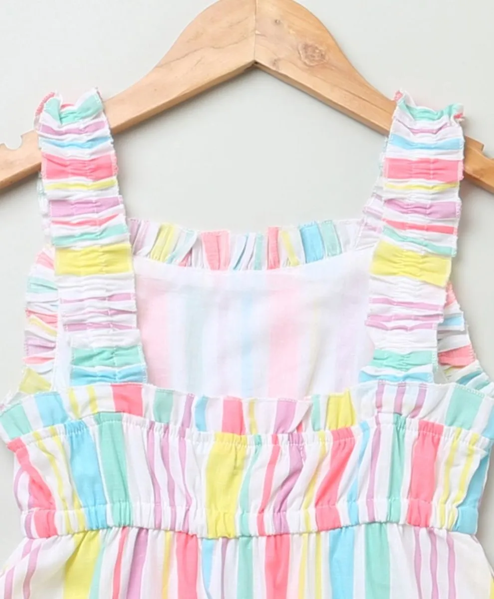 Sweetlime By AS Multicoloured Stripe Print A line Cotton dress.