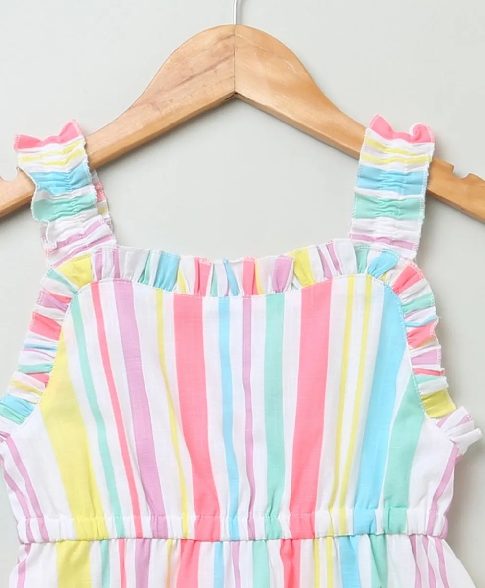 Sweetlime By AS Multicoloured Stripe Print A line Cotton dress.