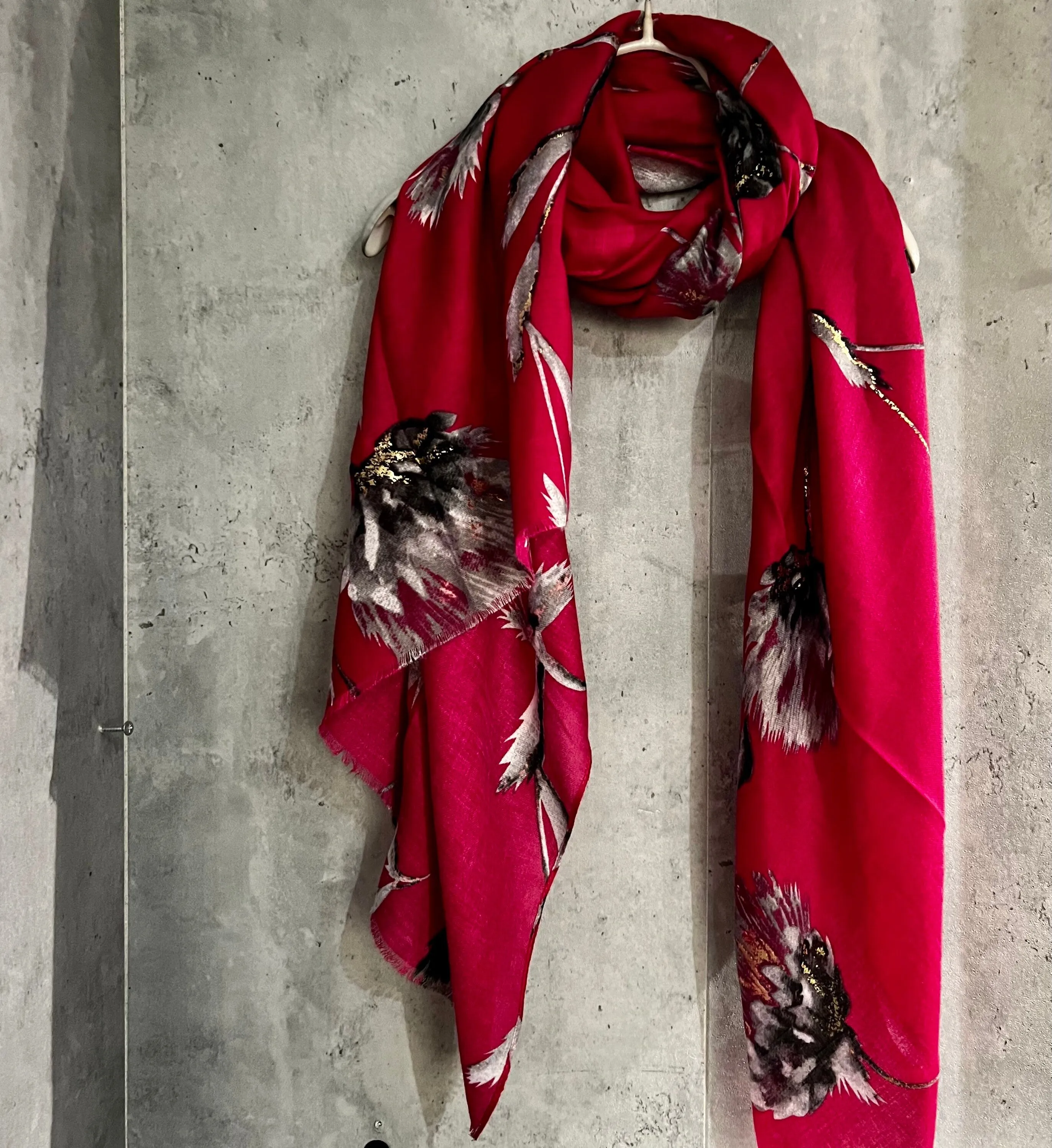 Thistle Flowers Gold Dusk Pink Cotton Scarf/Spring Summer Autumn Scarf/Scarf Women/Gift For Her Birthday Christmas/Gifts For Mum/UK Seller