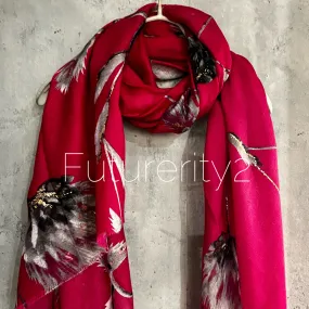 Thistle Flowers Gold Dusk Pink Cotton Scarf/Spring Summer Autumn Scarf/Scarf Women/Gift For Her Birthday Christmas/Gifts For Mum/UK Seller